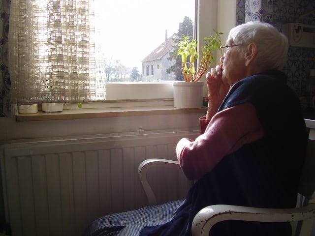 woman gazing out the window