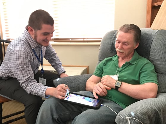 Resident learning to use Eskaton Connect on iPad